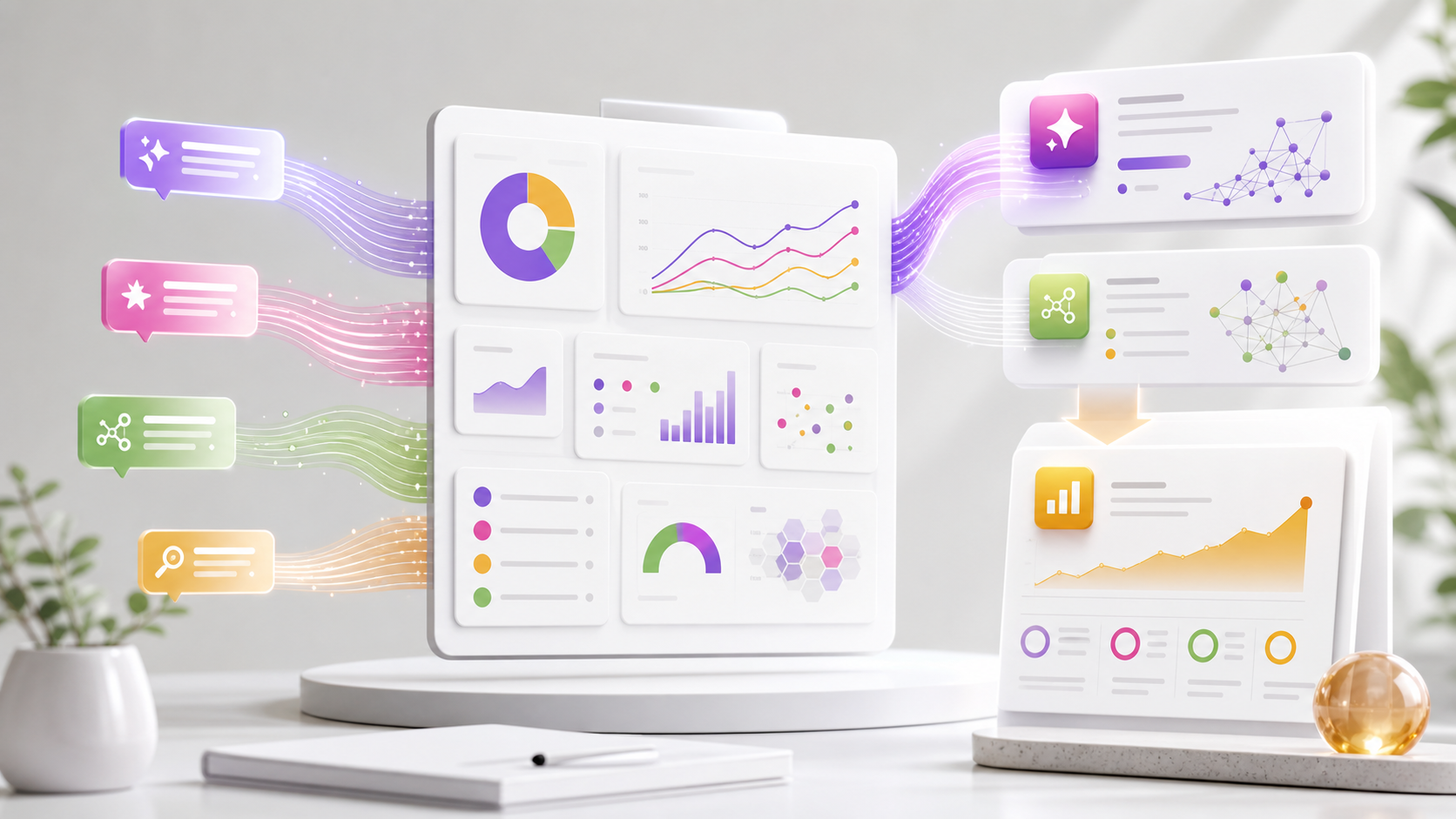 GEO and AEO report dashboard with prompt, citation, source and artificial intelligence visibility metrics for clients