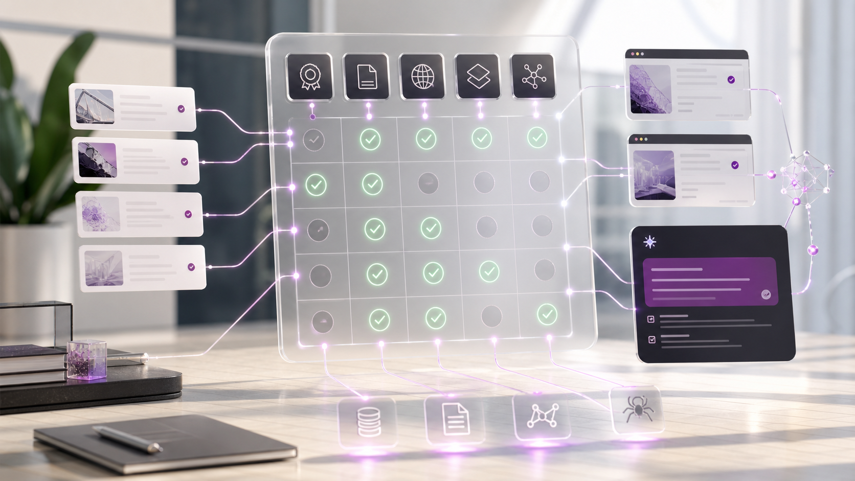GEO and AEO trust matrix connecting brand claims with evidence, sources, structured data and artificial intelligence generated answers